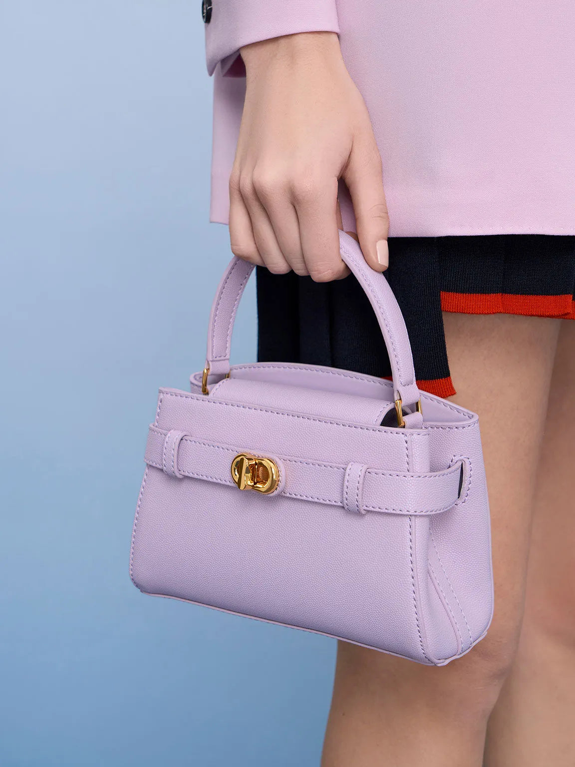 Buckle Top Handle Bag