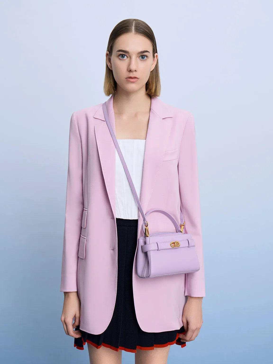 Buckle Top Handle Bag