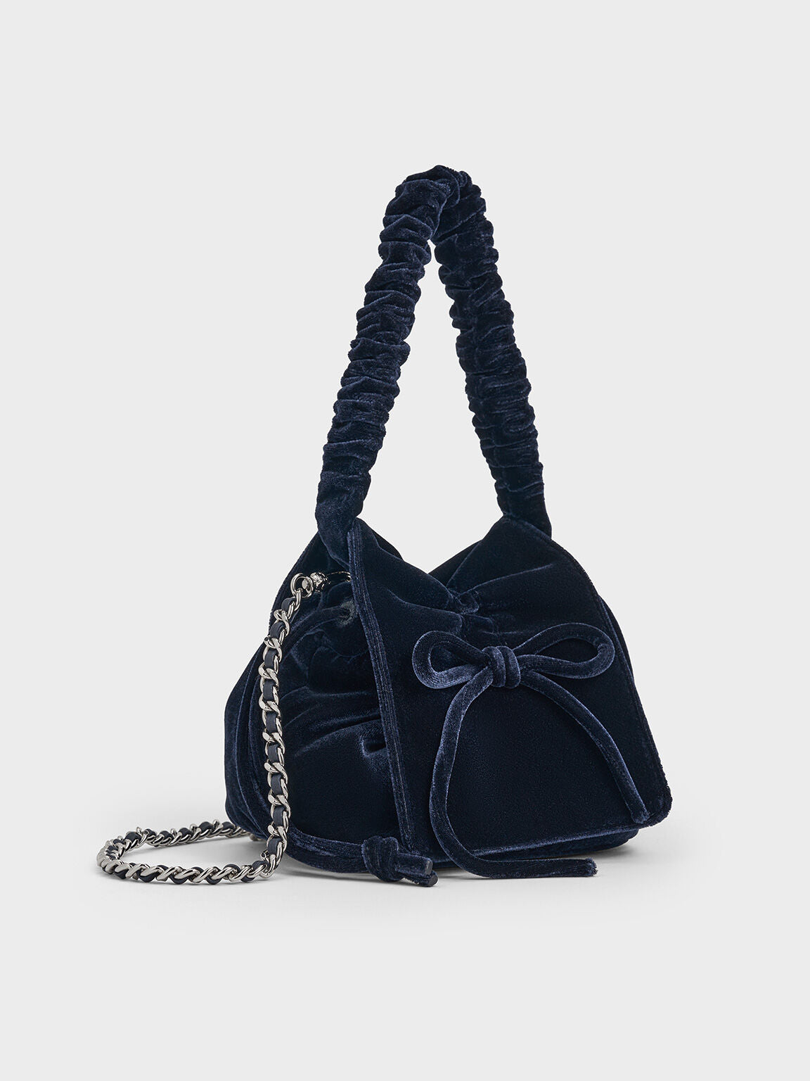 Bow Ruched Top Handle Bag