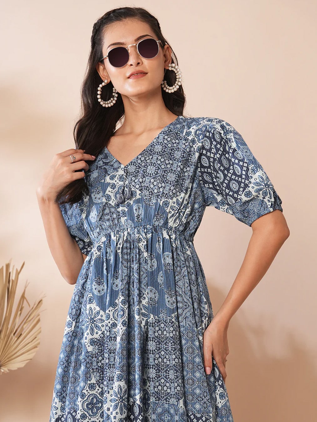 Blue Traditional Patterned Dress