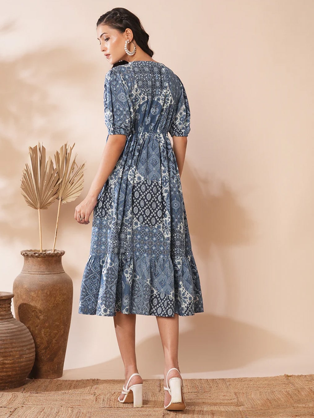 Blue Traditional Patterned Dress